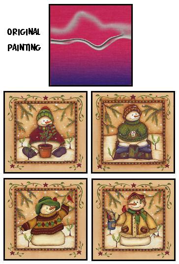 4 Snowmen Paintings Preview