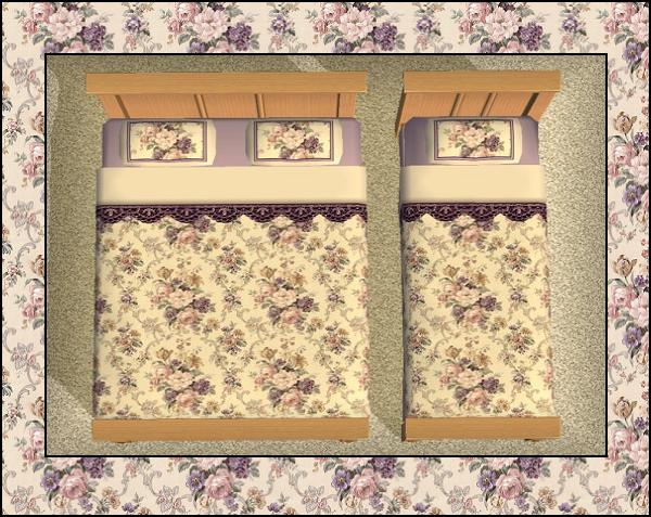 Beige/Purple Floral Bedding Preview