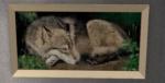 Wolf painting with light wood frame Preview
