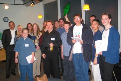 The webmasters who attended The Sims 2 University together with Will Wright